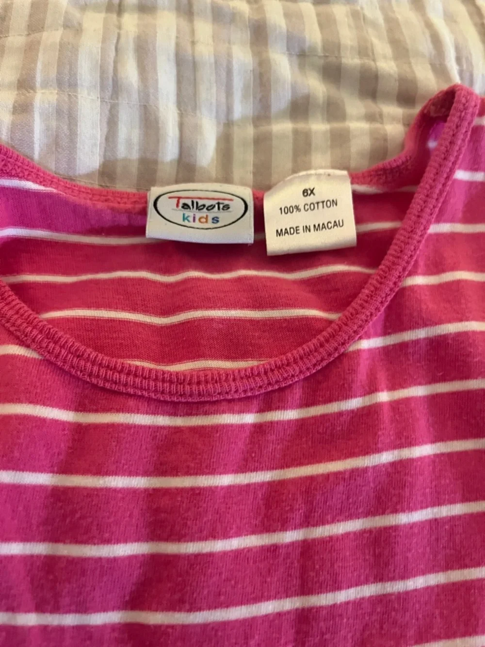 Talbots Girls' pink and White Striped Tank Dress